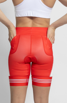 Coeur Sports 8 Inch Powerband Tri Short Women's 8" Triathlon Shorts in Red Signature