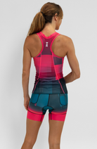 Coeur Sports Braless Tri Tank Braless Triathlon Tank Top in Bougainvillea